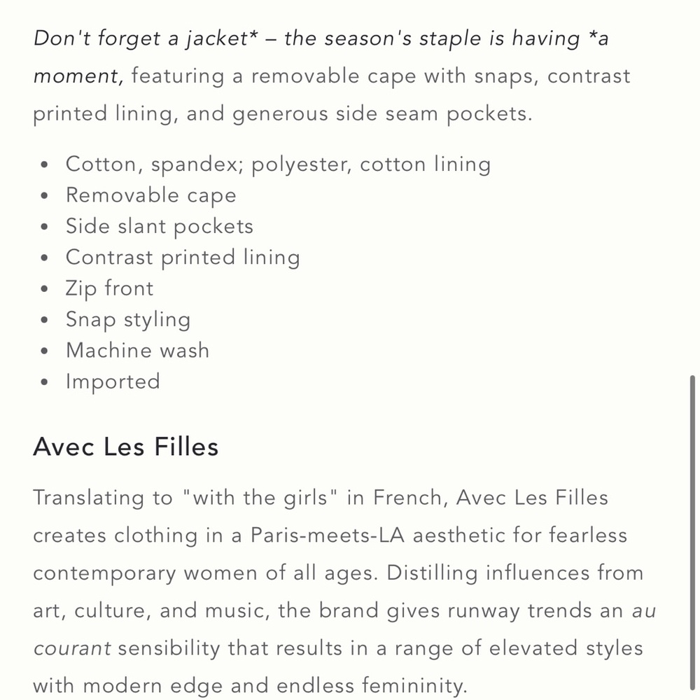 Avec Le Filles Gingham Trim Cape Jacket - Picture 5 of 6
